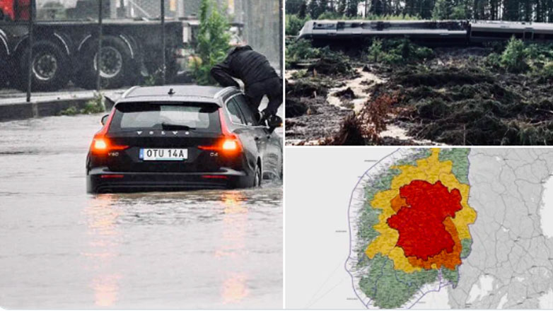 Πλημμύρες και κατολισθήσεις λόγω της καταιγίδας Χανς σε Νορβηγία και Σουηδία