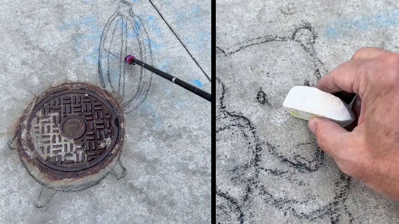 Καλλιτέχνης δίνει χρώμα σε ένα φρεάτιο