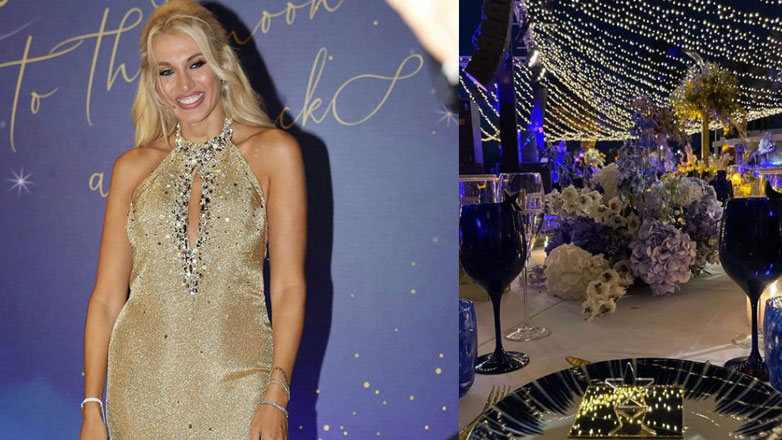 Κωνσταντίνα Σπυροπούλου: Με χρυσό φόρεμα στη δεξίωση για τη βάφτιση του γιου της στην Aθηναϊκή Ριβιέρα