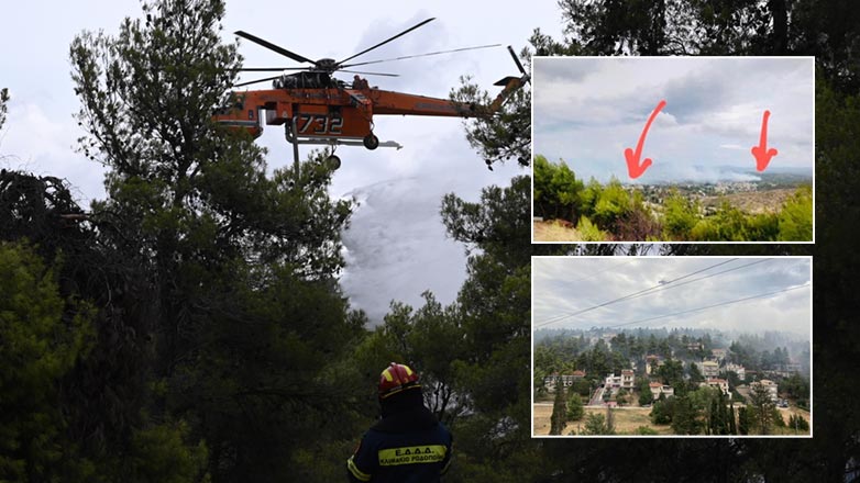 Σε ύφεση η φωτιά στη Σταμάτα – Είχαν φτάσει στα σπίτια οι φλόγες