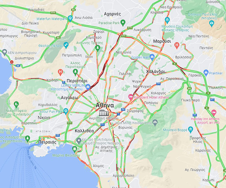 κίνηση στους δρόμους