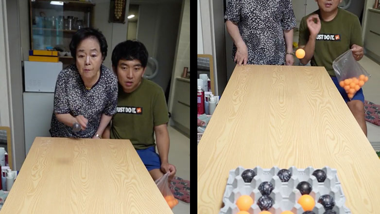 Παιχνίδι με μπαλάκια του ping pong και μια αβγοθήκη