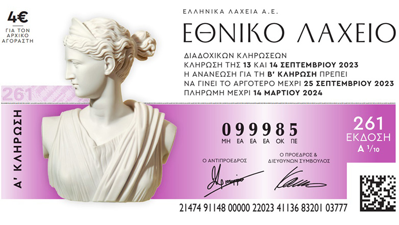 Εθνικό Λαχείο: Διαθέσιμοι οι λαχνοί της νέας έκδοσης με εγγυημένο έπαθλο 1.000.000 ευρώ