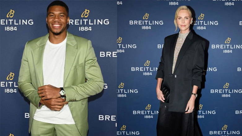 Ο Γιάννης Αντετοκούνμπο ποζάρει αγκαλιά με τη Charlize Theron στα εγκαίνια γνωστής εταιρείας ρολογιών