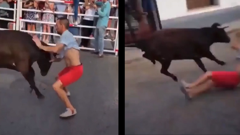 Άνδρας προσπάθησε να σταματήσει έναν ταύρο με το σώμα του