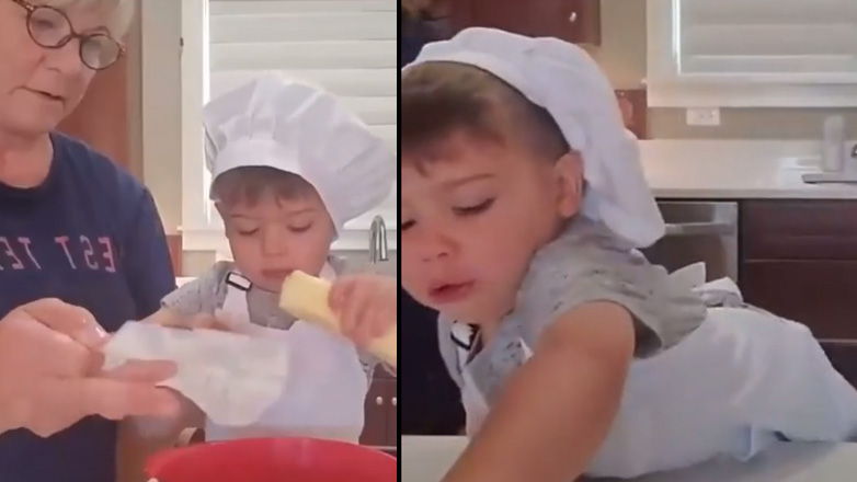 Μαγειρεύοντας με ένα μικρό πεινασμένο παιδί δεν είναι καλή ιδέα