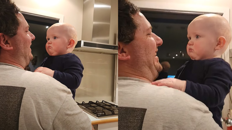 Μωρό δεν αναγνωρίζει τον μπαμπά του μετά το ξύρισμα