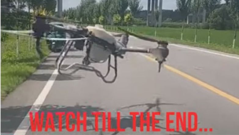 Καταστροφική σύγκρουση drone με φορτηγό