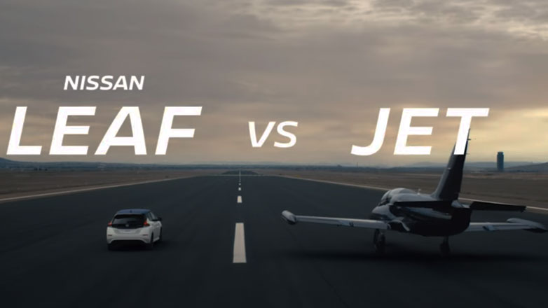 Δείτε το ηλεκτρικό Nissan Leaf σε κόντρα επιτάχυνσης με…  αεροσκάφος Jet