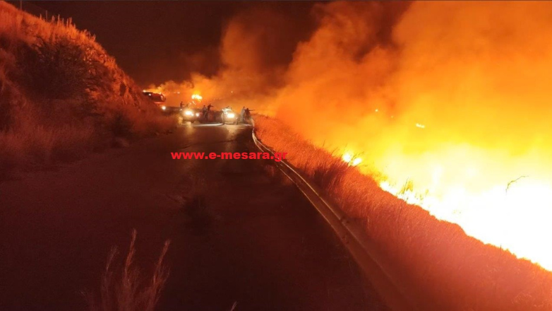 Κρήτη: Πυρκαγιά στη Μεσαρά κοντά στον αρχαιολογικό χώρο της Γόρτυνας