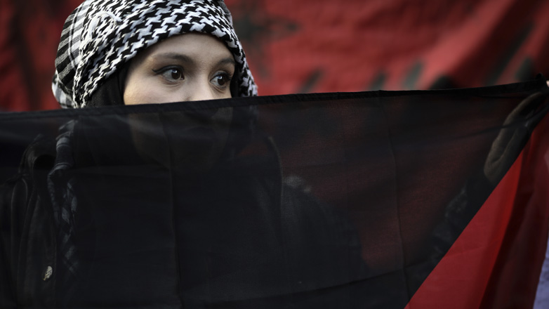 Διαδήλωση υπέρ των Παλαιστινίων έξω από το Διεθνές Ποινικό Δικαστήριο στη Χάγη