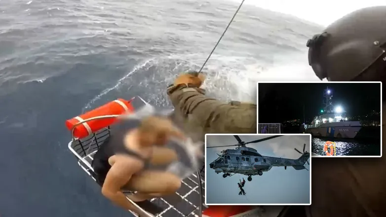 Η στιγμή της διάσωσης του Αιγύπτιου ναυαγού στη Λέσβο