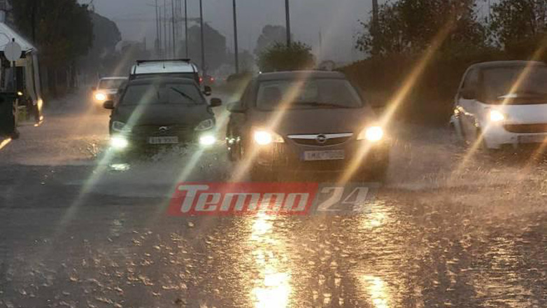 Ισχυρή καταιγίδα και χαλάζι στην Πάτρα – Δρόμοι-ποτάμια και πτώσεις δέντρων