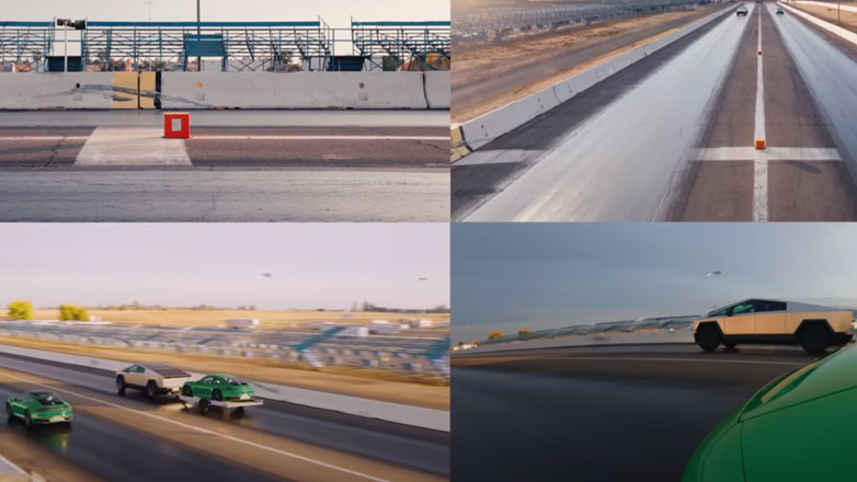 Δείτε τo Tesla Cybertruck να κερδίζει μια Porsche 911 σε αγώνα επιτάχυνσης, ενώ ταυτόχρονα ρυμουλκεί μια 911