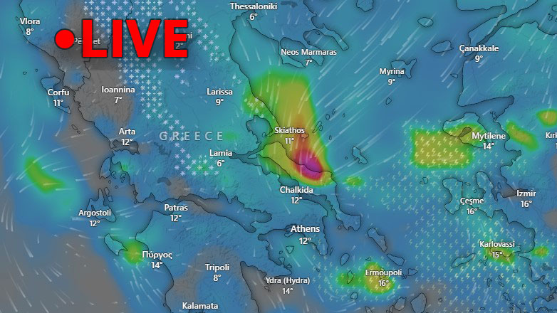 Δείτε live πώς κινείται η κακοκαιρία – Πού αναμένονται καταιγίδες και χιόνια