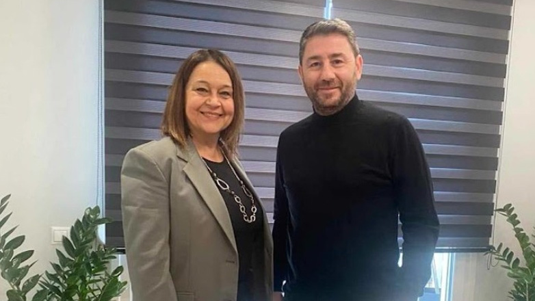 Συνάντηση Ανδρουλάκη με τη νέα δήμαρχο Καλαμαριάς, Χρύσα Αράπογλου