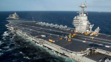 Το αμερικανικό αεροπλανοφόρο USS Gerald R. Ford επιστρέφει στην βάση του