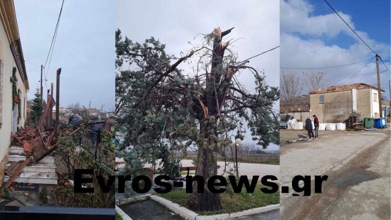 Ανεμοστρόβιλος «χτύπησε» το Σουφλί – Σοβαρές υλικές ζημιές