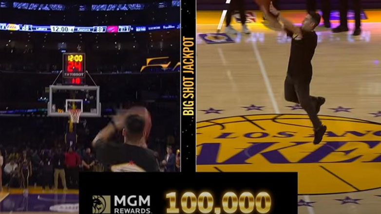 Οπαδός των Λέικερς σκόραρε από το κέντρο και κέρδισε 100.000 δολάρια