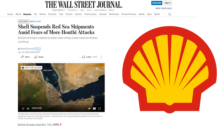 Wall Street Journal: Τα δεξαμενόπλοια της Shell δεν θα περνούν στο εξής από την Ερυθρά Θάλασσα