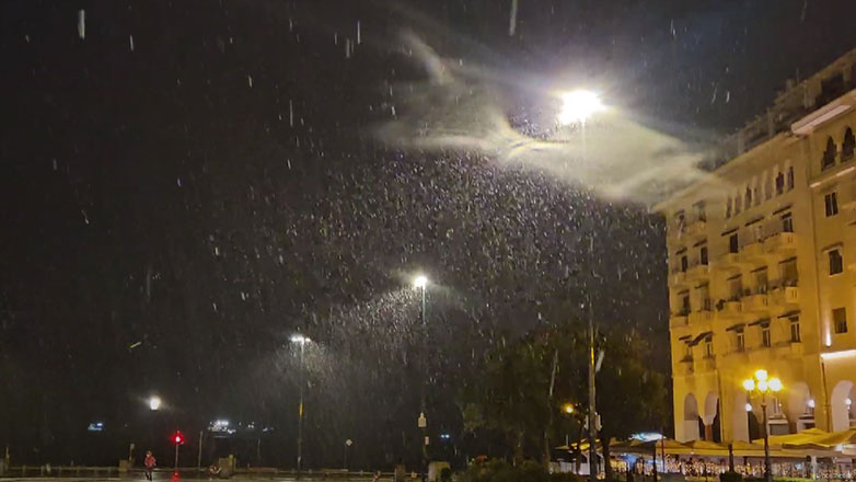 Χιόνια στο κέντρο της Θεσσαλονίκης