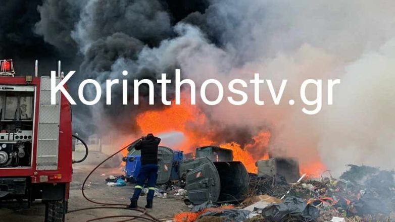 Φωτιά σε εργοτάξιο στο Βέλο Κορινθίας