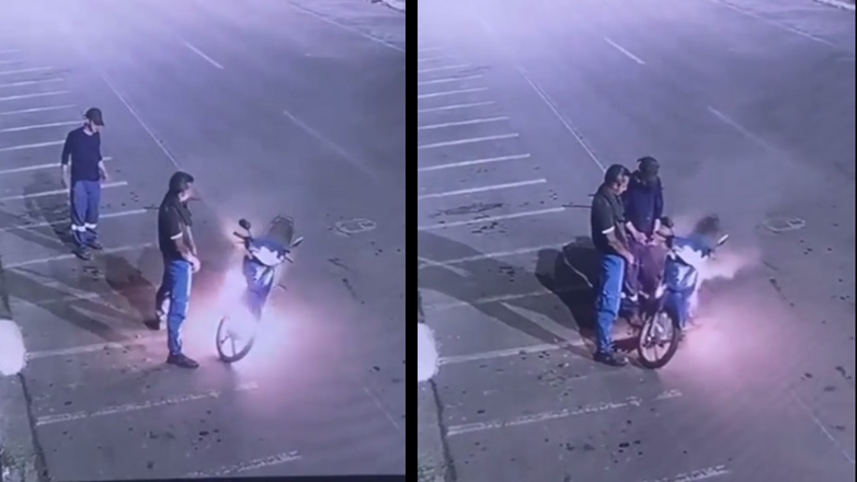 Δύο άνδρες προσπάθησαν να σβήσουν μια φλεγόμενη μοτοσυκλέτα με τα ούρα τους