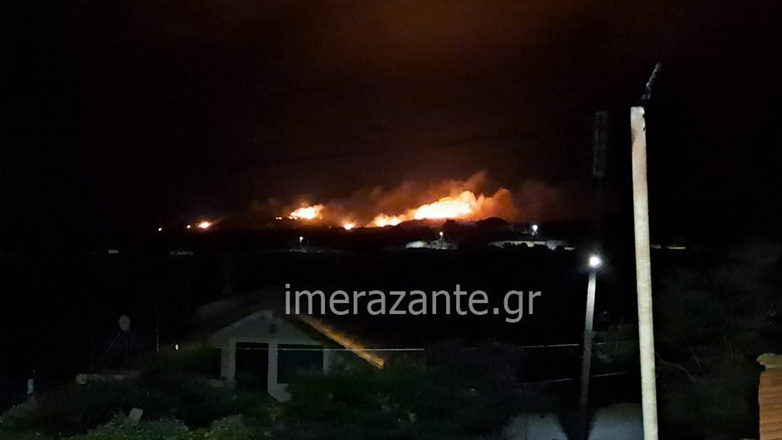 Φωτιά στη Ζάκυνθο στο χωριό Εξωχώρα