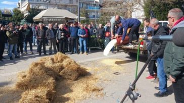 Έριξαν άχυρα και γάλα αγρότες και κτηνοτρόφοι στα Φάρσαλα