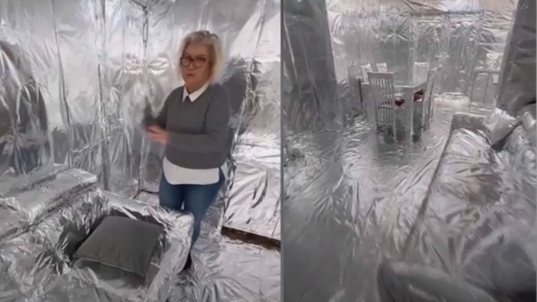 Μητέρα βρίσκει το σπίτι της καλυμμένο με αλουμινόχαρτο