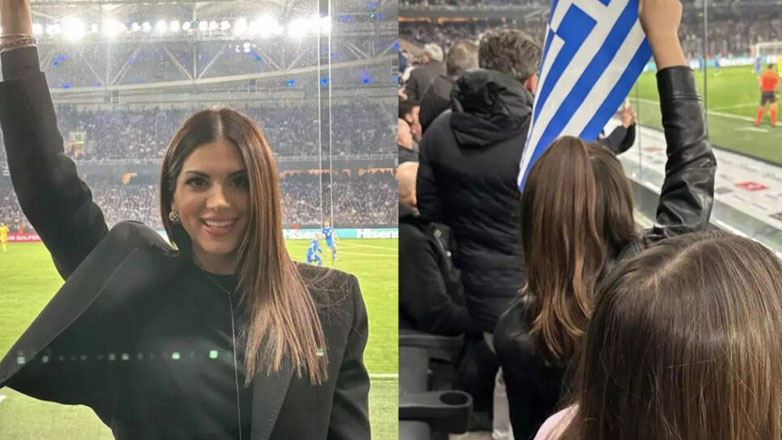 Σταματίνα Τσιμτσιλή: Στο γήπεδο με τα παιδιά της για τον αγώνα της Εθνικής Ελλάδος