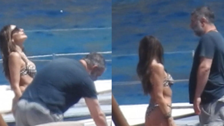 Δέσποινα Βανδή-Βασίλης Μπισμπίκης: Χαλαρές στιγμές πάνω σε πολυτελές σκάφος στη Μύκονο