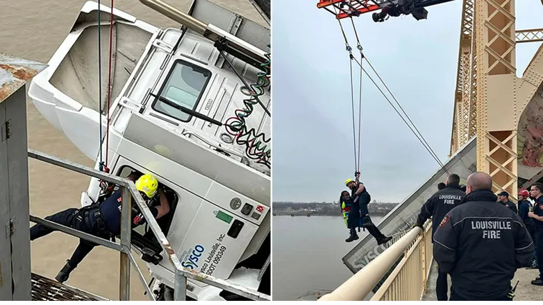 Η φρικτή στιγμή που ένα φορτηγό συντρίβεται σε γέφυρα και κρέμεται από την άκρη