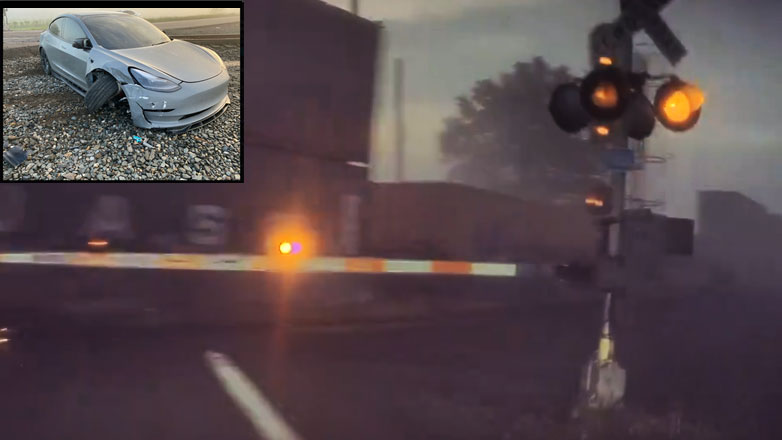 Tesla στον αυτόματο πιλότο, πήγαινε αφρενάριστο να πέσει πάνω σε τρένο (Βίντεο)