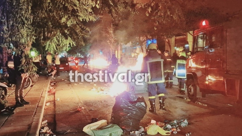 Θεσσαλονίκη: Φωτιές σε κάδους έξω από το γήπεδο του Άρη