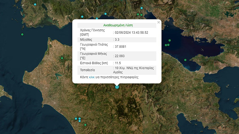 Σεισμός 3,3 Ρίχτερ στην Αχαΐα