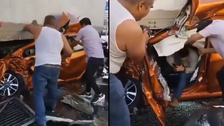 Βγήκε αλώβητος από ένα κατεστραμμένο αυτοκίνητο