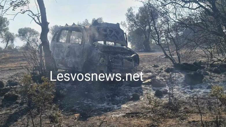 Στις φλόγες τυλίχτηκε το αυτοκίνητο του 82χρονου στη Λέσβο