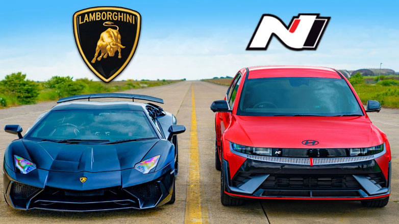 Hyundai Ioniq 5 N εναντίον Lamborghini Aventador SV σε κόντρα επιτάχυνσης (Βίντεο)