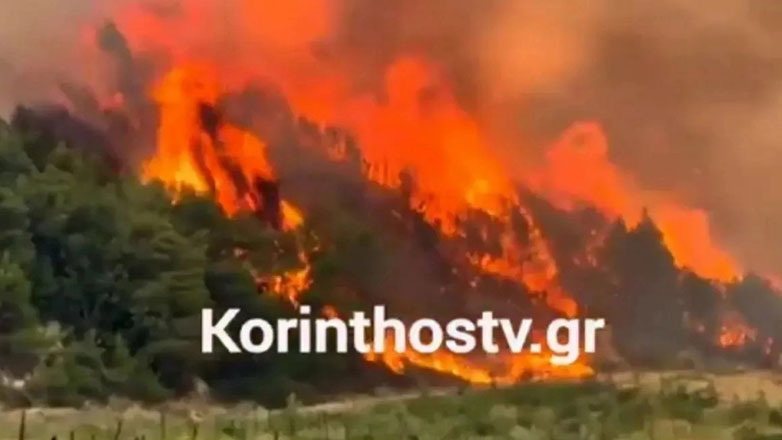 Μαίνεται η μεγάλη φωτιά στην Κορινθία
