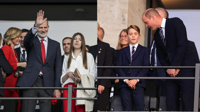 Ο Βασιλιάς Felipe και ο Πρίγκιπας William στον μεγάλο τελικό του Euro 2024 μαζί με τα παιδιά τους