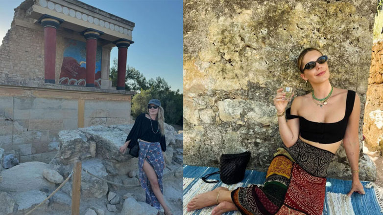 Διακοπές στην Κρήτη για την Ευγενία Νιάρχου – Η επίσκεψή της στον αρχαιολογικό χώρο της Κνωσού