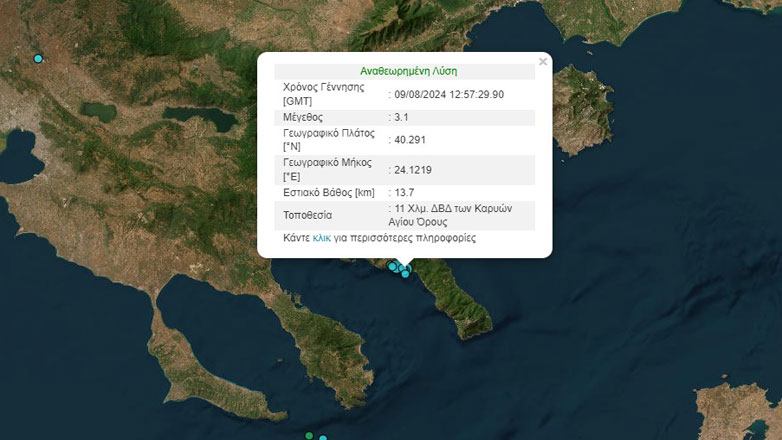 Σεισμός 3,1 Ρίχτερ στο Άγιο Όρος