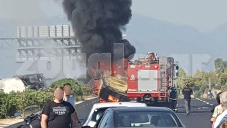 Ανατροπή βυτιοφόρου στην Κινέτα – Κάηκε το μεγάλο όχημα – Δείτε εικόνες και βίντεο