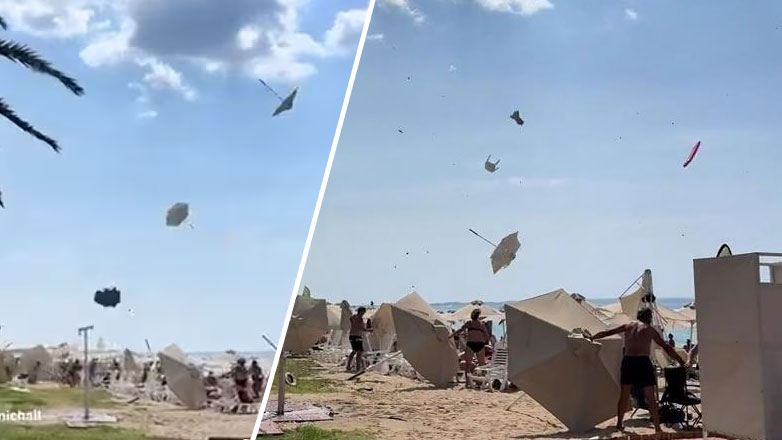 Ανεμοστρόβιλος «σάρωσε» παραλία στη Χαλκιδική – Έτρεχαν να σωθούν οι λουόμενοι