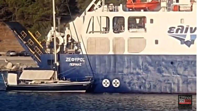 Ατύχημα στο λιμάνι της Μύρινας – Ιστιοφόρο παρασύρθηκε από δεξαμενόπλοιο