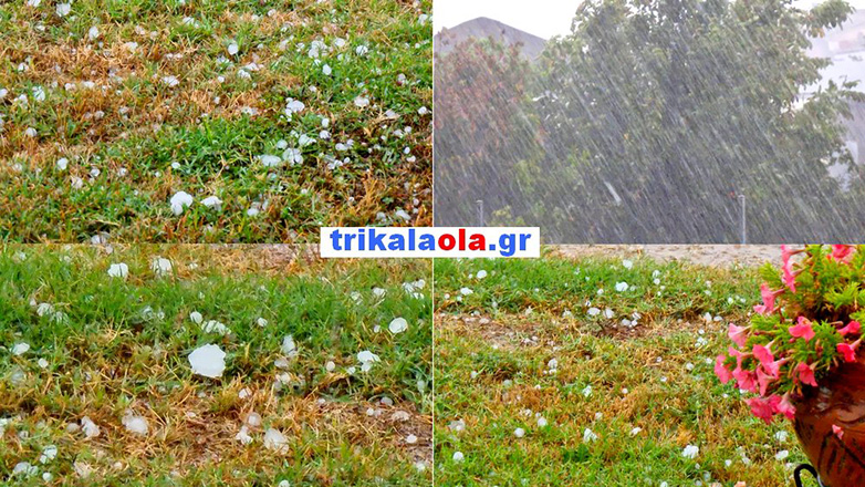 Ισχυρή χαλαζόπτωση σάρωσε τα Τρίκαλα