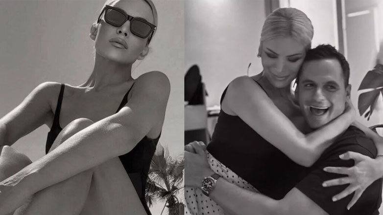 Η Κατερίνα Καινούργιου φωτογραφίζει τον σύντροφό της, Παναγιώτη Κουτσουμπή σε βραδινή τους έξοδο