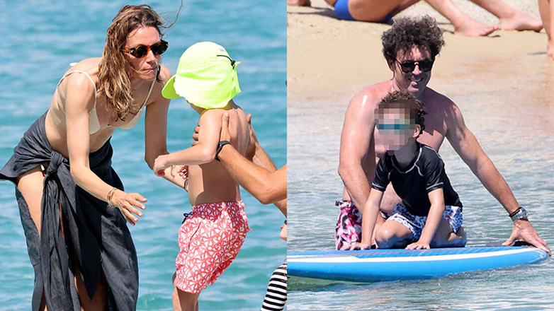 Βίκυ Καγιά – Ηλίας Κρασσάς: Ξέγνοιαστες στιγμές σε παραλία της Μυκόνου με τα παιδιά τους