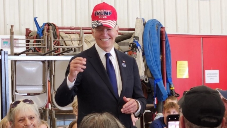 Καπέλο του Ντόναλντ Τραμπ φόρεσε ο Τζο Μπάιντεν, για να τονίσει την ανάγκη για ενότητα Καπέλο του Ντόναλντ Τραμπ φόρεσε ο Τζο Μπάιντεν, για να τονίσει την ανάγκη για ενότητα